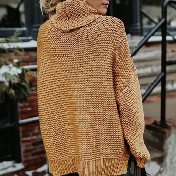 Cozy Gold Turtleneck Sweater - Picture 3 of 7